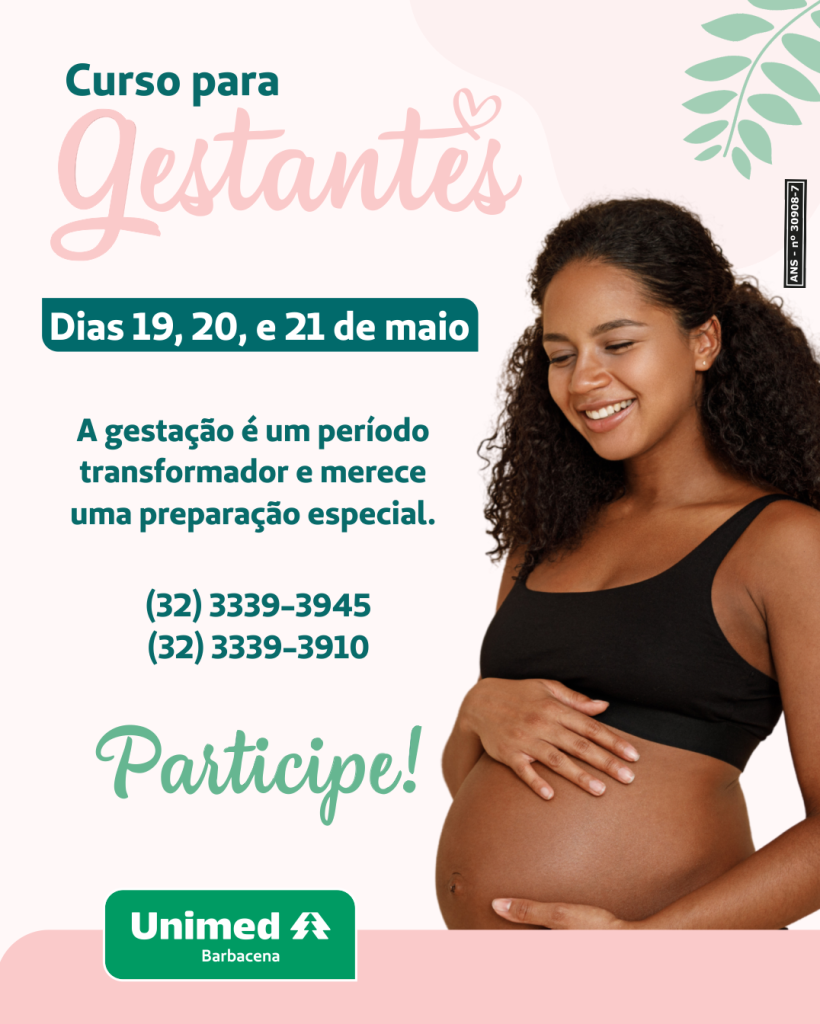 Unimed Barbacena abre inscrições para mais uma edição do Curso de Gestantes - Redes sociais feed
